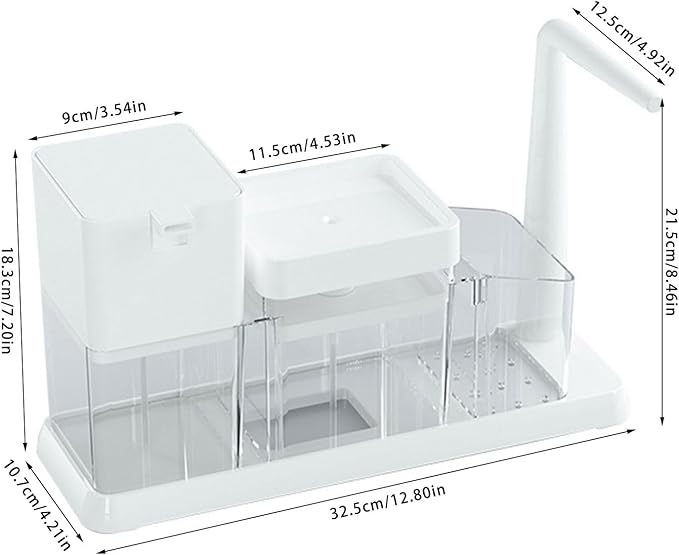Press Styles Soap Dispenser Shelf Bathroom Counter Organizers Includes Detachable Storage Tray for Toothbrush Bathroom Soap Dispenser with Storage Tray