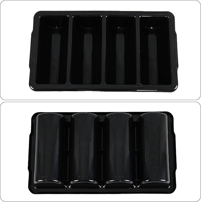 4 Pack Silverware Bin with 4 Compartment, Plastic Cutlery Trays for Restaurant, Black