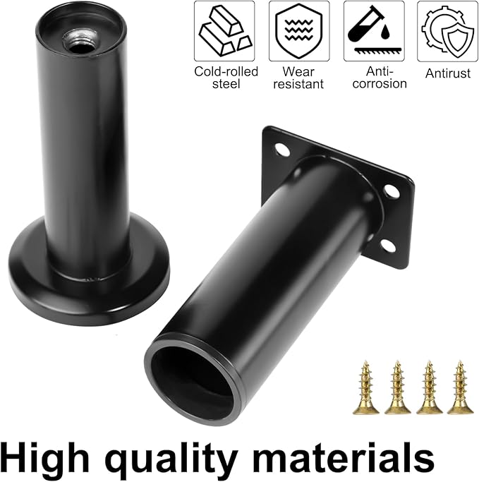 4 Pcs Metal Furniture Legs, 4.7-7 Inch Black Adjustable Furniture Legss, Adjustable Height Bed Support Legs for Bed Frame Support Legss, Sofa Couch Dresser Table Bed Cabinet Feet