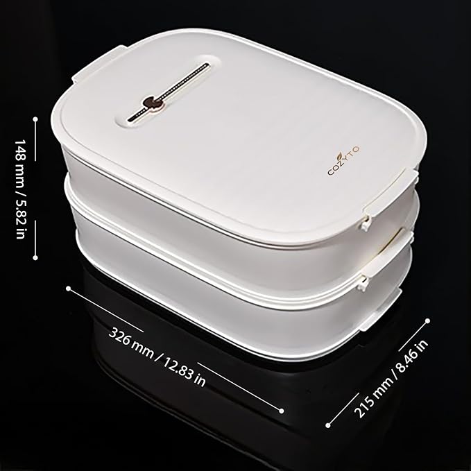 COZYTO Premium EggNest 2-Layer Egg Holder for Refrigerator – Stackable Egg Storage Tray with Sliding Date Dial Lid | Holds 44 Eggs | BPA-Free, Durable & Space-Saving (White Lid & White Box)