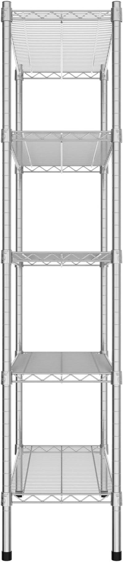 Commercial NSF Listed Chrome Stationary Wire Shelving Kit 14" x 36" x 64", with 5 Shelves Perfect for Warehouse, Walk-in Refrigerator, Freezer, Grocery Store, Restaurant, Dishroom
