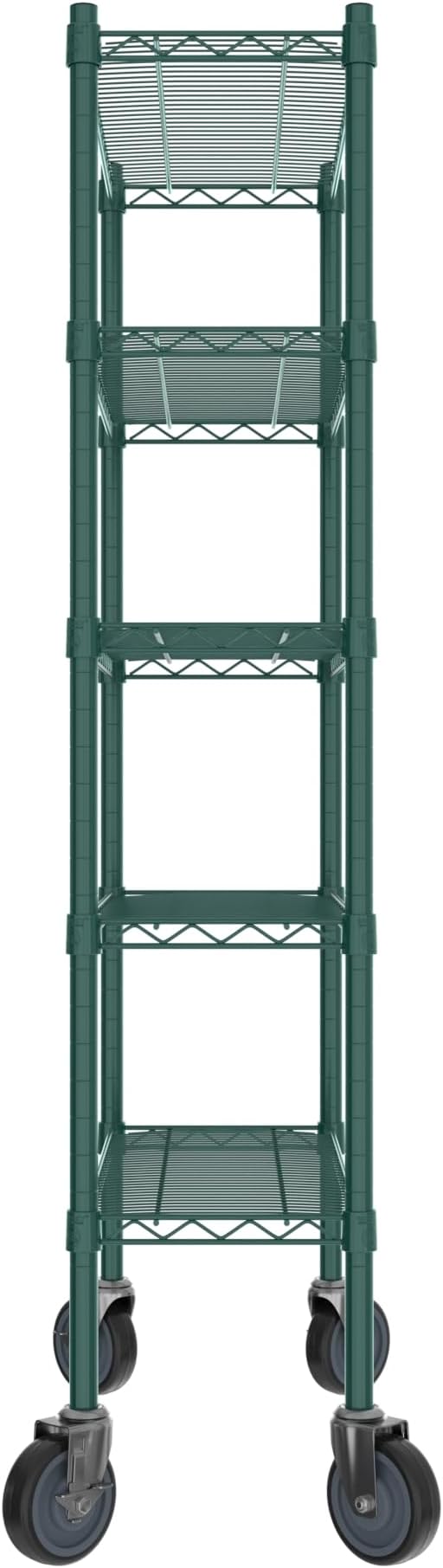 Commercial NSF Listed Green Epoxy Mobile Wire Shelving Kit 12" x 30" x 60", with 5 Shelves Perfect for Warehouse, Walk-in Refrigerator, Freezer, Grocery Store, Restaurant, Dishroom