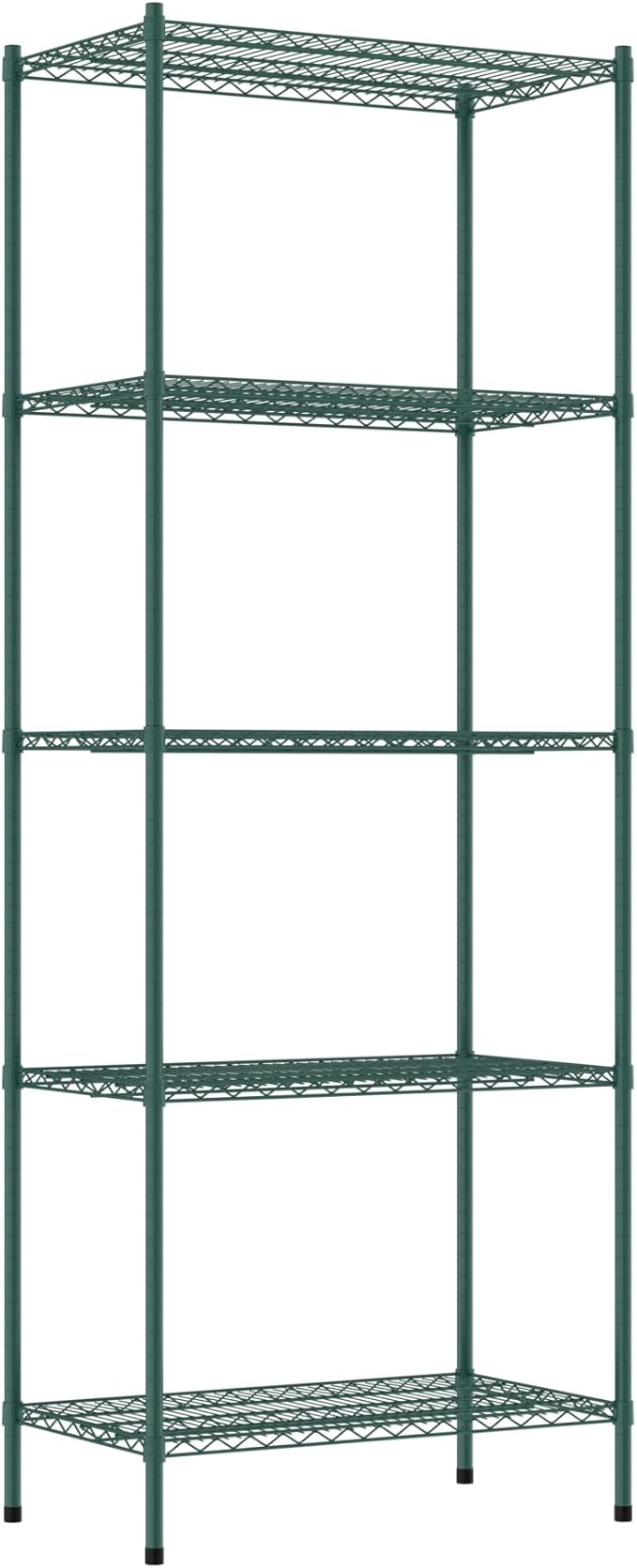 Commercial NSF Listed Green Epoxy Stationary Wire Shelving Kit 21" x 36" x 96", with 5 Shelves Perfect for Warehouse, Walk-in Refrigerator, Freezer, Grocery Store, Restaurant, Dishroom