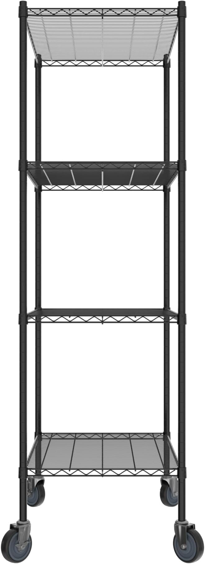 Commercial NSF Listed Black Epoxy Mobile Wire Shelving Kit 24" x 36" x 80", with 4 Shelves Perfect for Warehouse, Walk-in Refrigerator, Freezer, Grocery Store, Restaurant, Dishroom