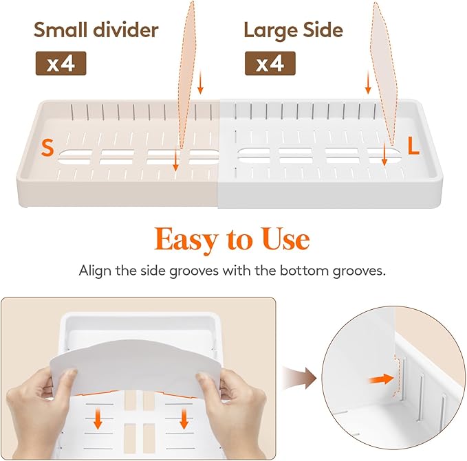 Lifewit Plastic Adjustable Lid Organizers Inside Cabinet, Extra Large Expandable 13-24" Lid Holder with 8 Dividers & 9 Compartments for Kitchen Organization, Plate, Bowl Organizer for Tall Drawer