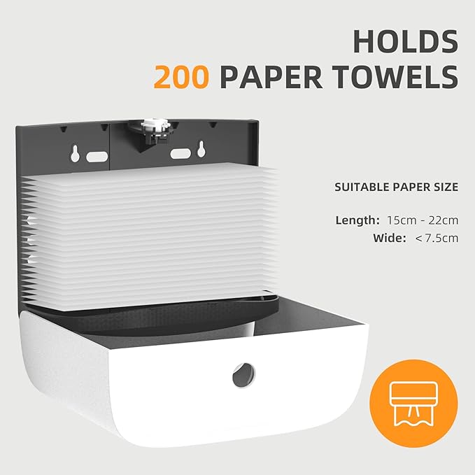 Commercial Paper Towel Dispenser Wall Mount Paper Towel Holder Large Capacity C Fold Hand Towel Dispenser Bathroom Tissue Dispenser (White)