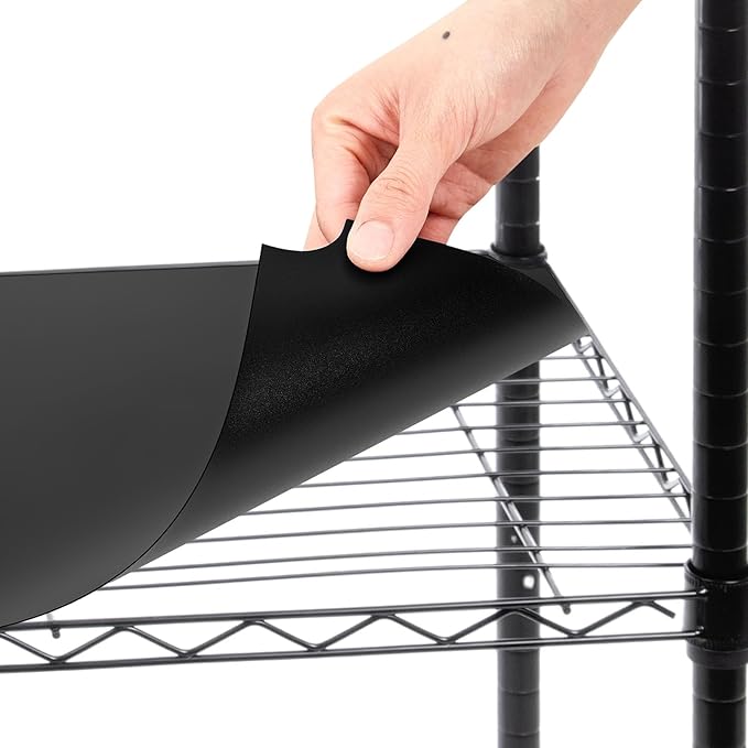 Sliner 8 Pack 14 x 24 Inch Wire Shelf Liner Black Plastic Waterproof Liners for Organizing Metal Rack Shelves, Kitchen Cabinets, Cupboard, Pantry