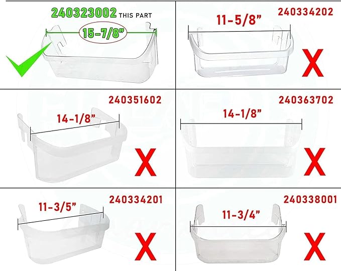 240323002 Door Bin Shelf - for Frigidaire Refrigerator Door shelves - Fridge door condiments beverages organizer - Refrigerator door Shelf - Fridge transparent plastic shelves Bin - W 15-7/8 in