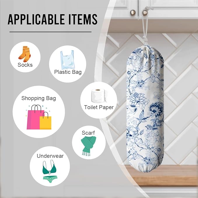 Reusable Grocery Bag Storage Holder, Shopping Trash Bags Organizer, Decorative Plastic Bags Holder for Wall Decor, Kitchen Housewarming Gifts for Women Family Friends Grandma Mom