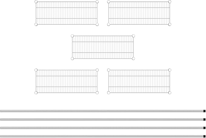 Commercial NSF Listed Chrome Stationary Wire Shelving Kit 12" x 30" x 96", with 5 Shelves Perfect for Warehouse, Walk-in Refrigerator, Freezer, Grocery Store, Restaurant, Dishroom