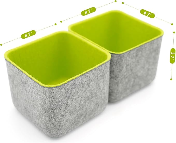 Welaxy Storage bins Set Office Drawer Organizers for School Dorm Home Kitchen bathroom bedroom Closet Cabinet Desk organize boxes Junk Organizing 2-Pack (Spring green)