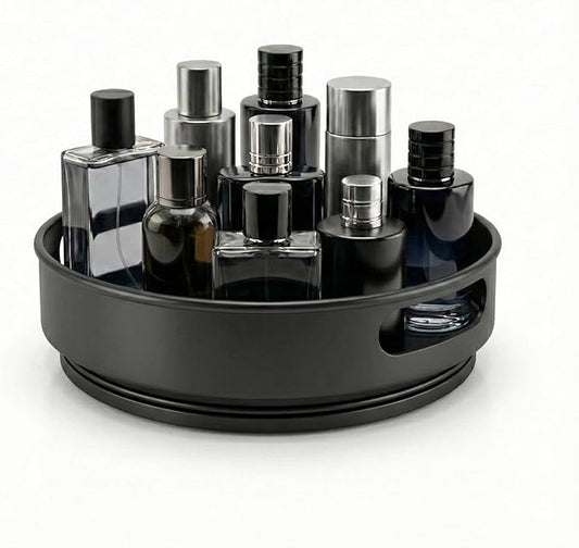 Cologne Organizer for Men,360°Rotating Bathroom Organizer Countertop, Perfume Organizer,Vanity Tray for Perfume,Skincare, Shaving Kit,Bathroom Storage, Gift for Men(Round)