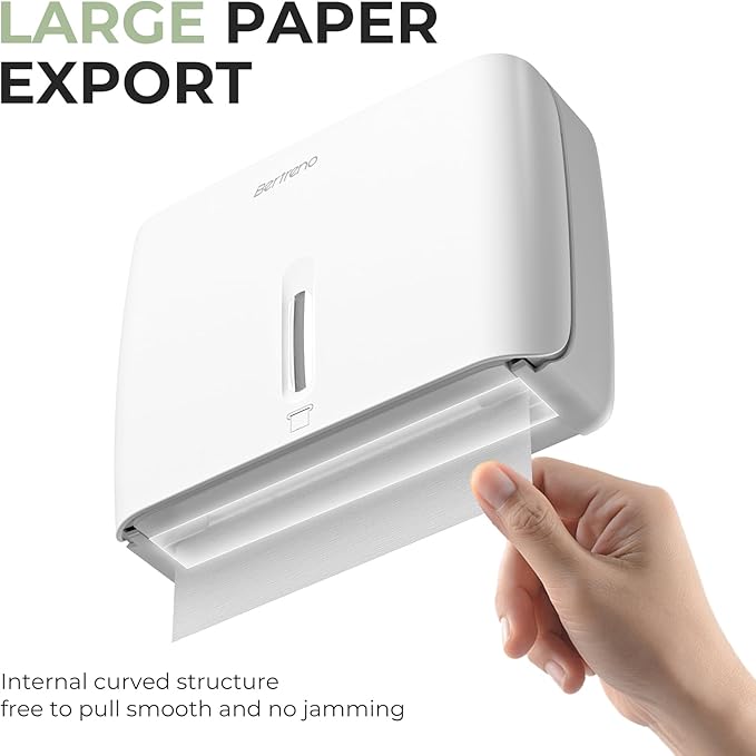 Commercial Paper Towel Dispenser Wall Mount Paper Hand Towel Dispenser Large Capacity 200 Multifold/Trifold/C Fold Paper Towel Dispenser Bathroom Adhesive Tissue Dispenser (White)