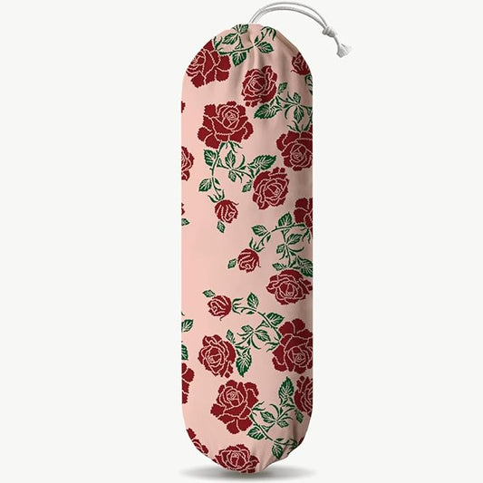 Red Rose Grocery Bag Holder, Trash Grocery Bag Storage Dispenser, Shopping Trash Bags Organizer, Decorative Plastic Bags Holder for Wall Decor, Kitchen Housewarming Gifts for Women
