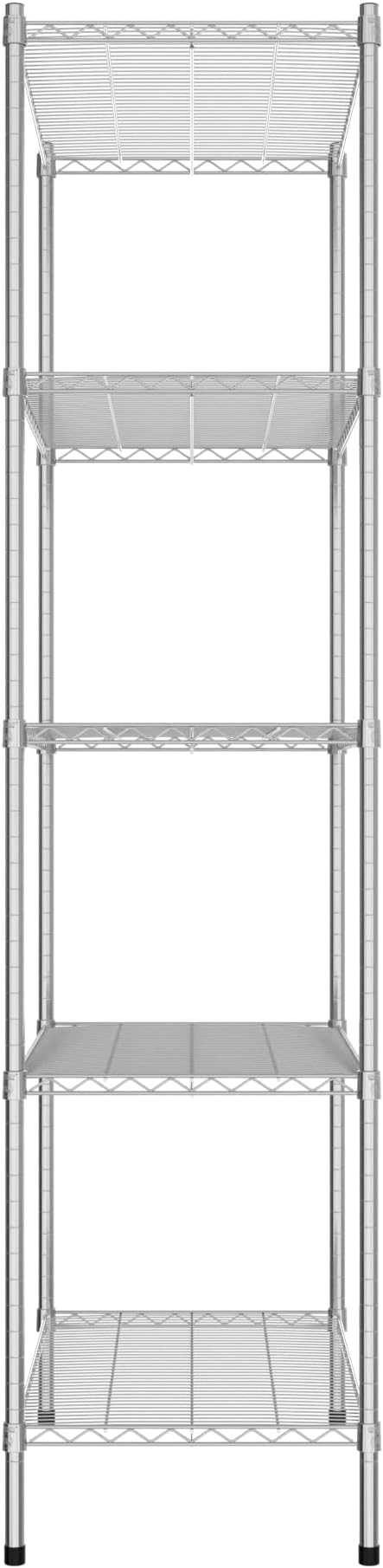 Commercial NSF Listed Chrome Stationary Wire Shelving Kit 21" x 36" x 86", with 5 Shelves Perfect for Warehouse, Walk-in Refrigerator, Freezer, Grocery Store, Restaurant, Dishroom
