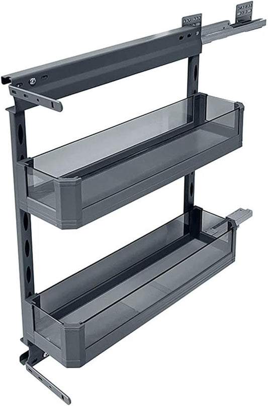 2-Tier Kitchen Cabinet Pullout Shelf and Drawer Orga Slide Out Pantry Storage Basket in Multiple Sizes, Narrow Multi-Layer Storage Rack，2 Tier，2 Tier-200mm Cabinet