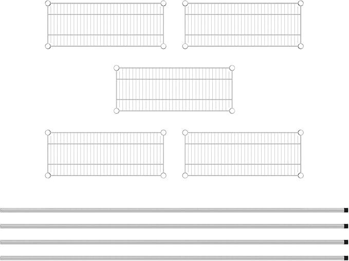 Commercial NSF Listed Chrome Stationary Wire Shelving Kit 12" x 30" x 86", with 5 Shelves Perfect for Warehouse, Walk-in Refrigerator, Freezer, Grocery Store, Restaurant, Dishroom