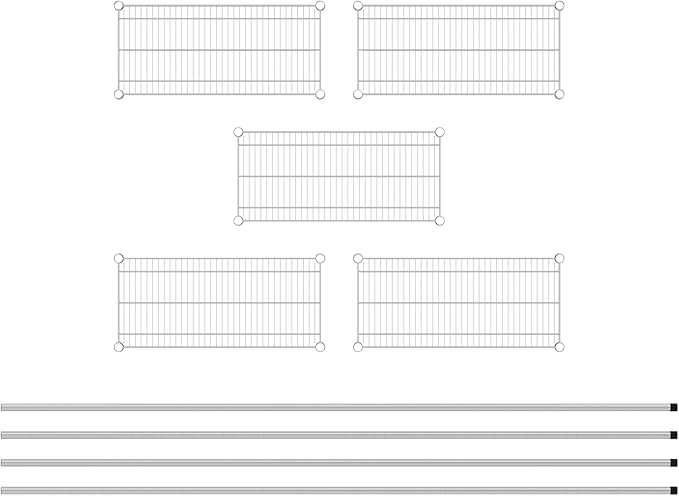 Commercial NSF Listed Chrome Stationary Wire Shelving Kit 14" x 30" x 96", with 5 Shelves Perfect for Warehouse, Walk-in Refrigerator, Freezer, Grocery Store, Restaurant, Dishroom
