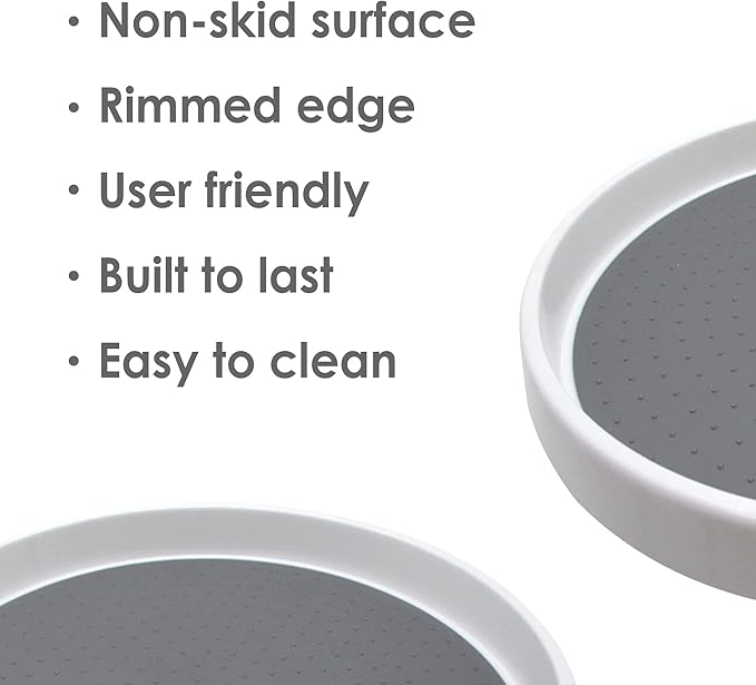 Gadgetime USA Lazy Susan Turntable 2 Pack, 12 inches Non-Skid Round Spinning Spice Organizer - Rotating Rack for Kitchen, Cabinet, Pantry, Fridge, Bathroom Vanity, Countertop
