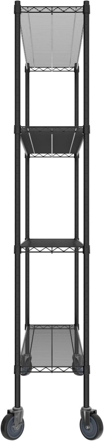 Commercial NSF Listed Black Epoxy Mobile Wire Shelving Kit 14" x 60" x 80", with 4 Shelves Perfect for Warehouse, Walk-in Refrigerator, Freezer, Grocery Store, Restaurant, Dishroom