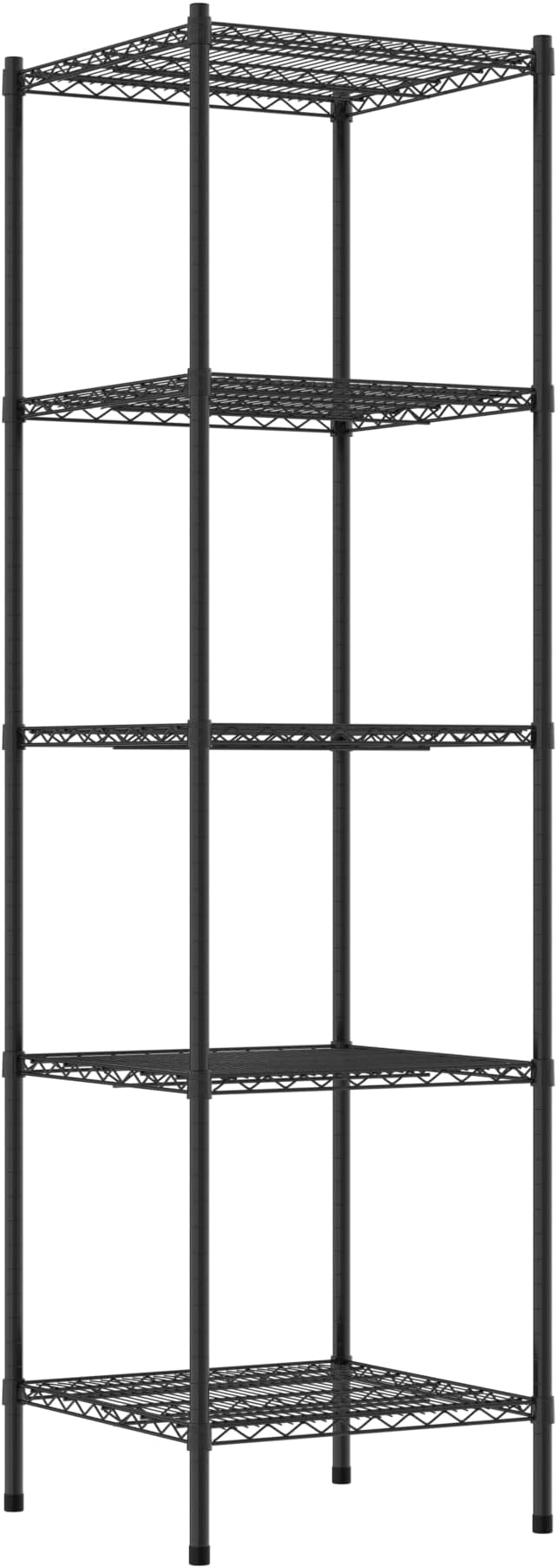 Commercial NSF Listed Black Epoxy Stationary Wire Shelving Kit 24" x 24" x 86", with 5 Shelves Perfect for Warehouse, Walk-in Refrigerator, Freezer, Grocery Store, Restaurant, Dishroom