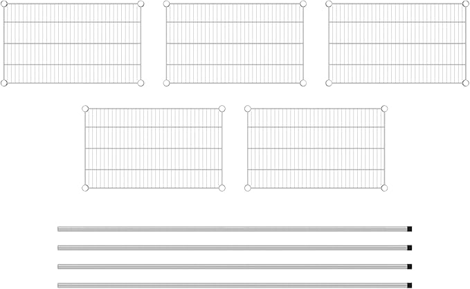 Commercial NSF Listed Chrome Stationary Wire Shelving Kit 18" x 30" x 74", with 5 Shelves Perfect for Warehouse, Walk-in Refrigerator, Freezer, Grocery Store, Restaurant, Dishroom