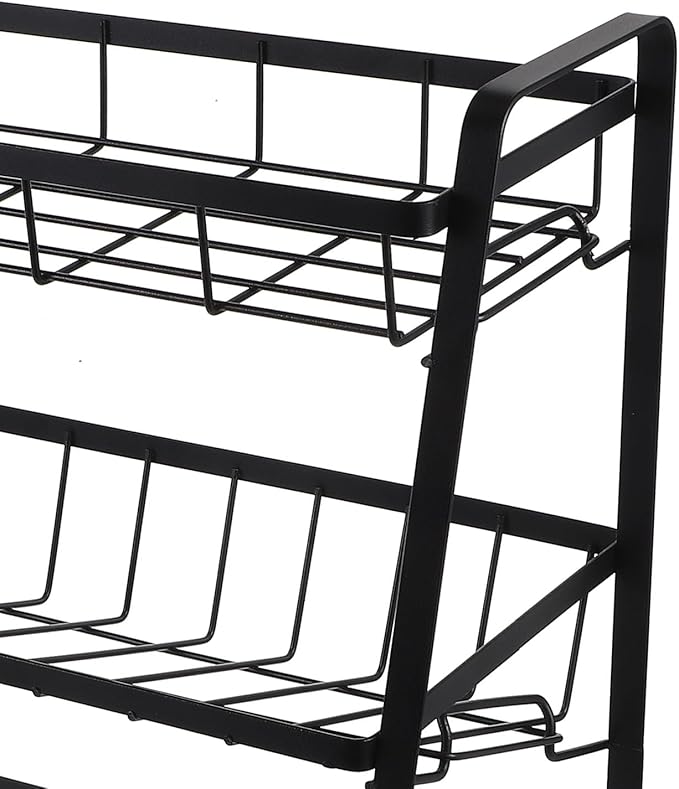 Black 3-Tier Detachable Kitchen Storage Shelf Seasoning Bottle Rack Household Spice Organizer for Pantry and Countertop Use