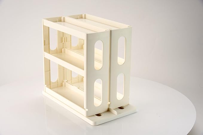 Spice Rack Organizer 3 tier Seasoning Holder, Pull and Rotated Storage Cabinet for Kitchen Bathroom Countertop 9”H x 5.8”W x 10.4”D (Natural White)
