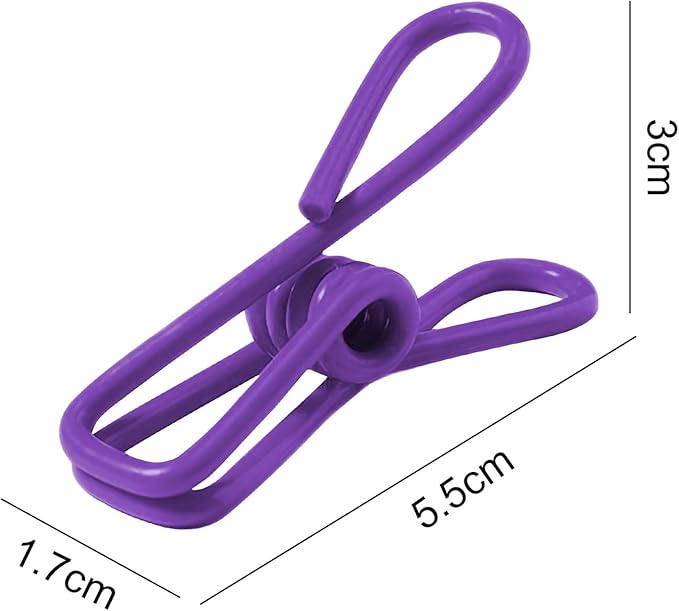 Multipurpose Metal Bag Clips - 2 Inch Colorful Sealer for Sealing Food, Paper Holder, Clothesline Clip for Laundry Hanging, Kitchen Bags (Purple, 36PCS)