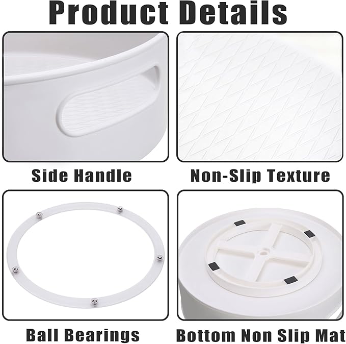 INVODA Small Lazy Turntable Organizer - 360° Rotating BPA-Free Plastic Storage Tray for Kitchen Pantry, Fridge, Bathroom Cabinet, Under Sink, Spice Rack (8.66x2.75 Inches)