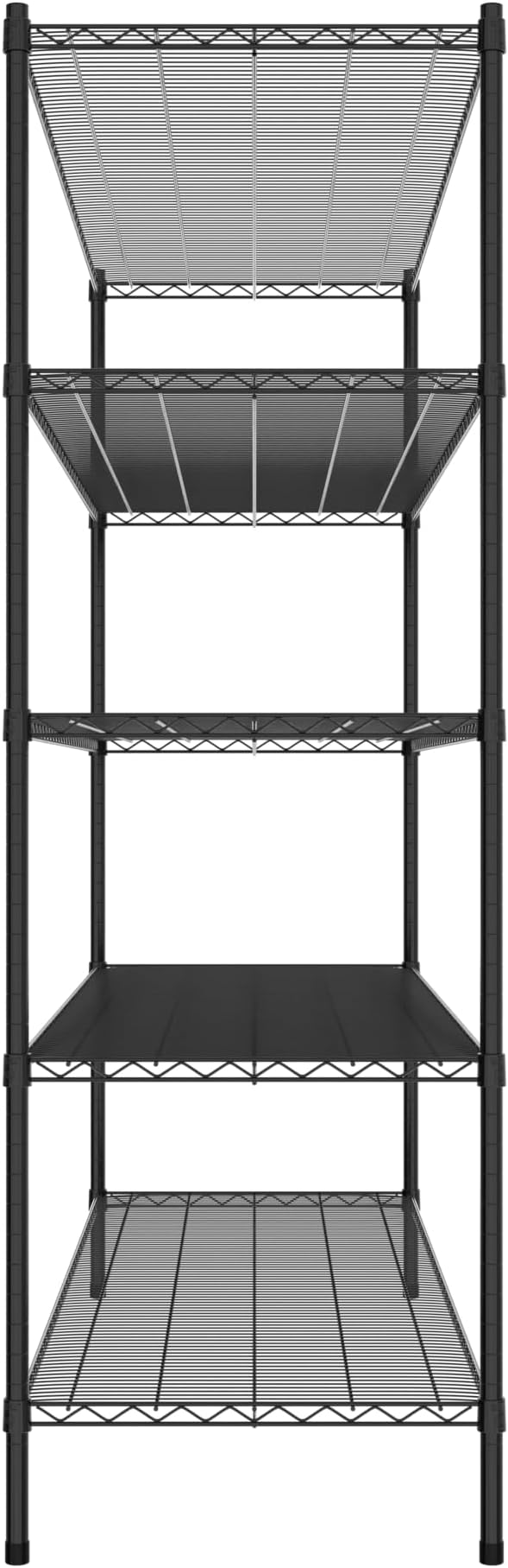 Commercial NSF Listed Black Epoxy Stationary Wire Shelving Kit 24" x 72" x 74", with 5 Shelves Perfect for Warehouse, Walk-in Refrigerator, Freezer, Grocery Store, Restaurant, Dishroom