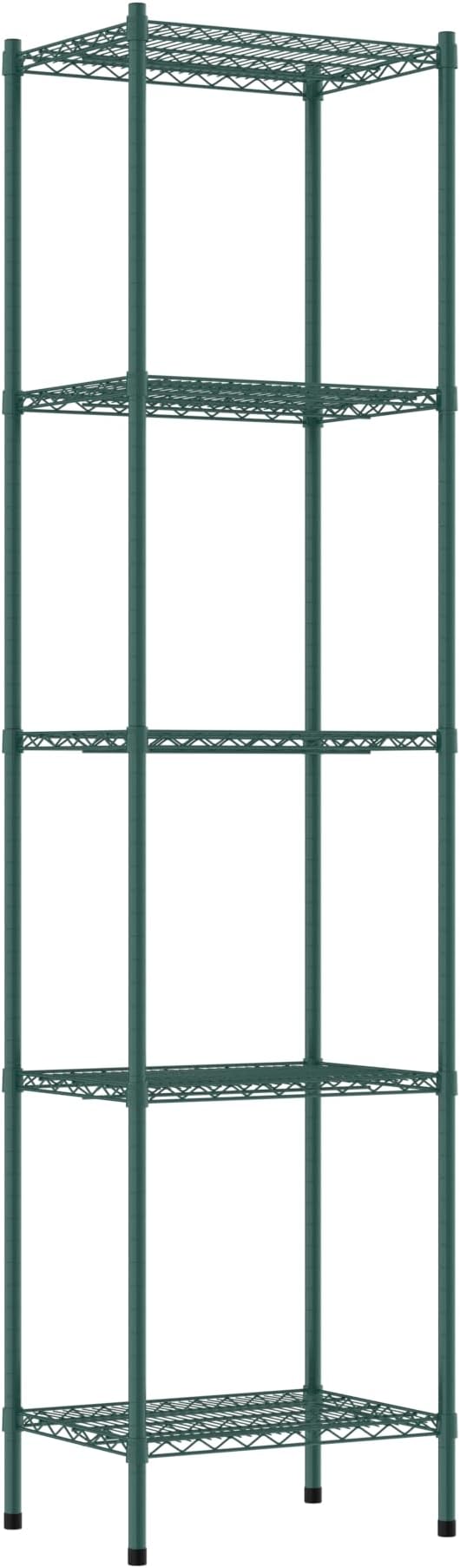 Commercial NSF Listed Green Epoxy Stationary Wire Shelving Kit 18" x 24" x 96", with 5 Shelves Perfect for Warehouse, Walk-in Refrigerator, Freezer, Grocery Store, Restaurant, Dishroom