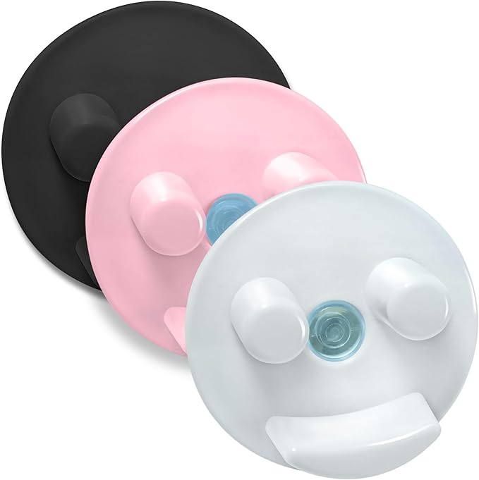 BeraTek Smiley Face Sponge Holder for Kitchen Sink - Stop Soggy Sponges, In Sink Sponge Holder with Suction Cup - Sponge Caddy Fits Most Happy Face Sponges - Combo Pack 1 White, 1 Black, and 1 Pink