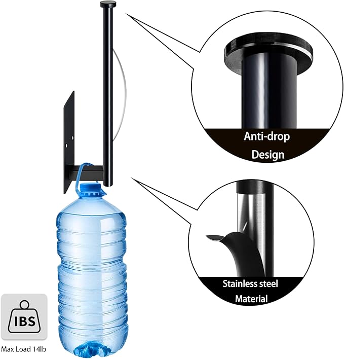 Paper Towel Holder Under Cabinet, Single Hand Operable Tearing Off Paper Towels with Damping Effect, Both Available in Adhesive and Screws, Stainless Steel (Black)
