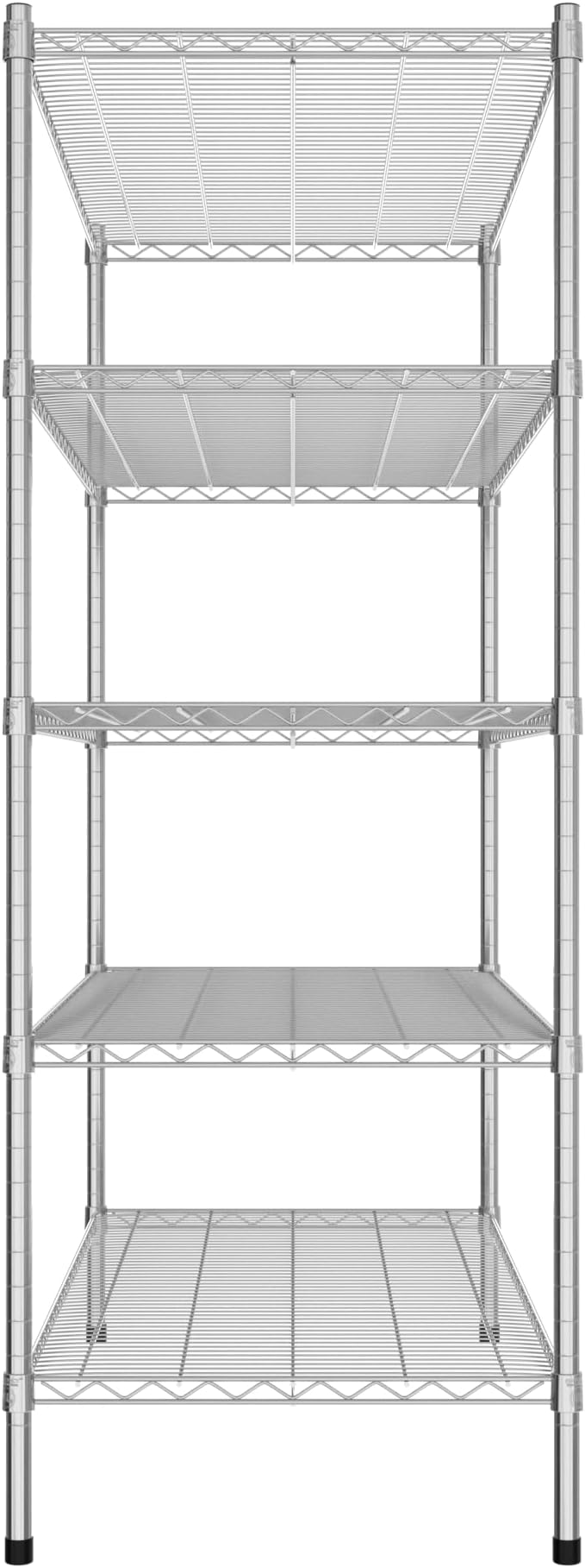 Commercial NSF Listed Chrome Stationary Wire Shelving Kit 24" x 48" x 64", with 5 Shelves Perfect for Warehouse, Walk-in Refrigerator, Freezer, Grocery Store, Restaurant, Dishroom