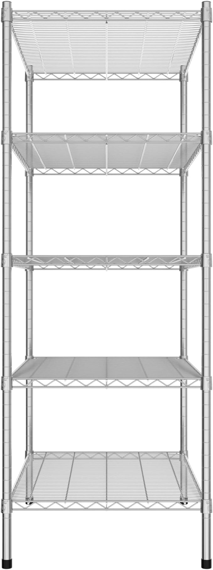 Commercial NSF Listed Chrome Stationary Wire Shelving Kit 24" x 36" x 64", with 5 Shelves Perfect for Warehouse, Walk-in Refrigerator, Freezer, Grocery Store, Restaurant, Dishroom