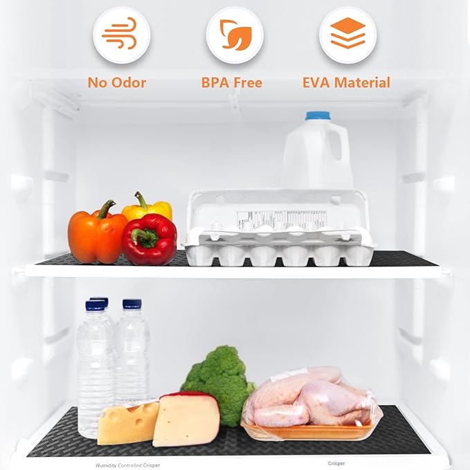 StaHom Shelf Liners for Kitchen Cabinets Refrigerator Liners Waterproof & Oil-Proof Kitchen Cupboard Liner Non-Slip Drawer Mats Non Adhesive Fridge Liner for Shelves - Black 11.8 x 59 Inch