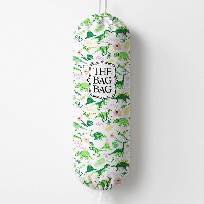 The Bag Bag Grocery Bags Holder, Dinosaur Pattern Grocery Bags Holder Organizer For Shopping Sack, Reusable Hanging Trash Sack Dispenser, Kitchen Gift For Women Family Friends