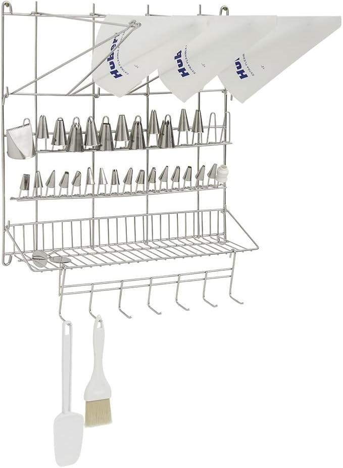 HUBERT Pastry Bag Organizer Rack Stainless Steel Wall Rack - 20" L x 24" H