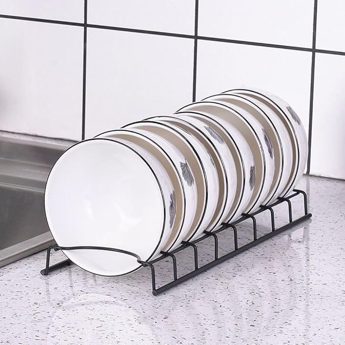 Small Bowl Drainer,Stainless Steel Bowl Drying Rack for Kitchen Counter Organizer Storage, Storage Shelf, Chrome (2 Bowl Racks (Black))