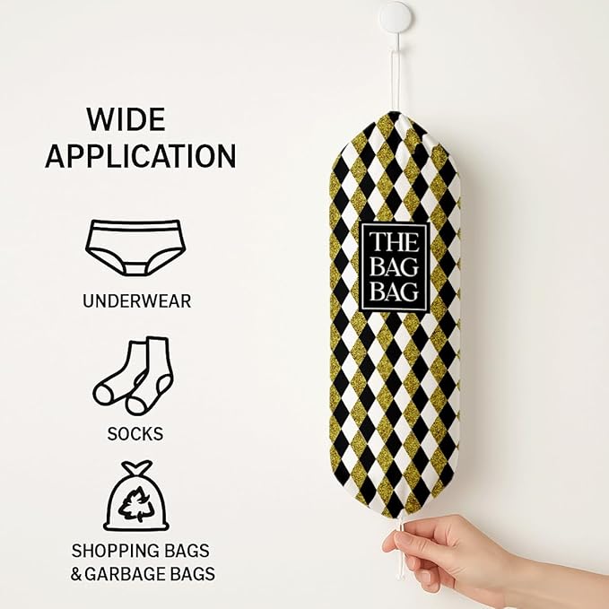 The Bag Bag Grocery Bags Holder, Argyle Buffalo Check Plaid Grocery Bags Holder Organizer For Shopping Sack, Reusable Hanging Trash Sack Dispenser, Kitchen Gift For Women Family Friends Grandma Mom