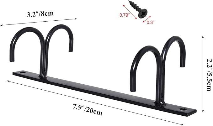 MOCOUM Under Cabinet Mug Rack, Rustic Mug Organizer Rack Cup Holder Under Shelf 12 Hanging Hooks Rack for Mugs, Coffee Cups and Kitchen Utensils Display (Black-3 Pack-12 Hooks)