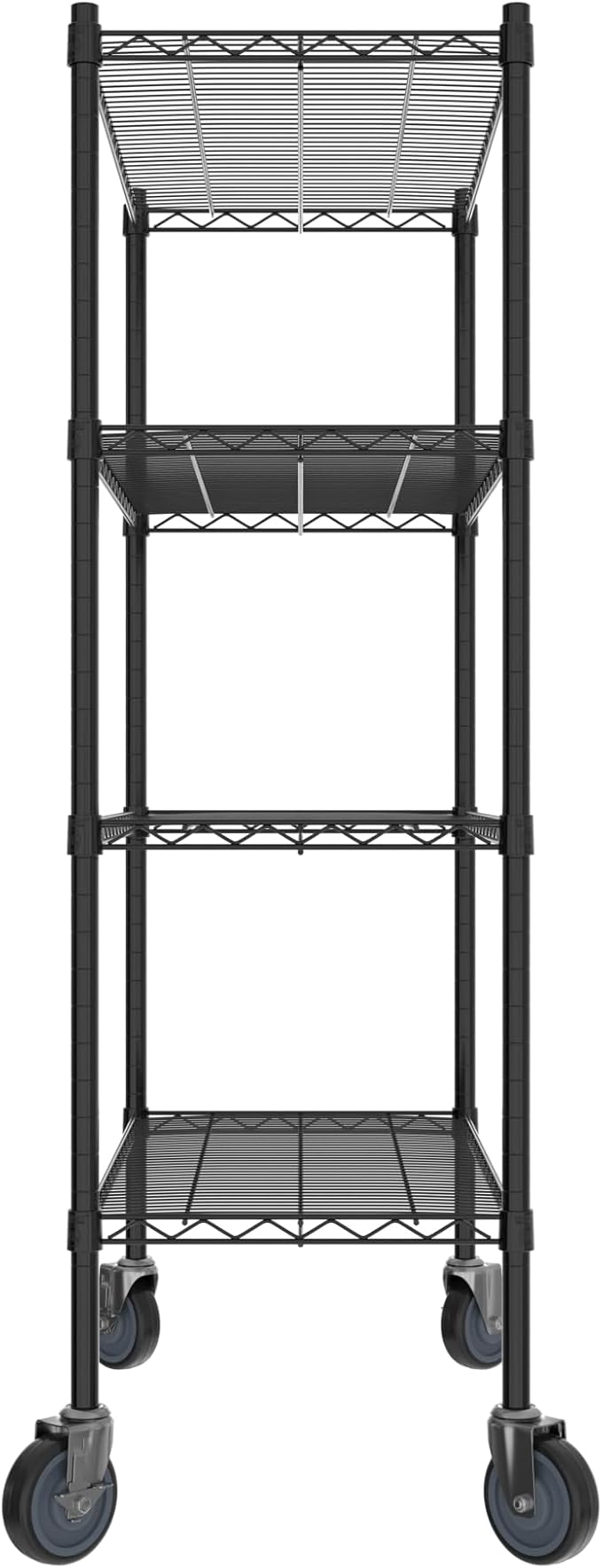 Commercial NSF Listed Black Epoxy Mobile Wire Shelving Kit 18" x 36" x 60", with 4 Shelves Perfect for Warehouse, Walk-in Refrigerator, Freezer, Grocery Store, Restaurant, Dishroom
