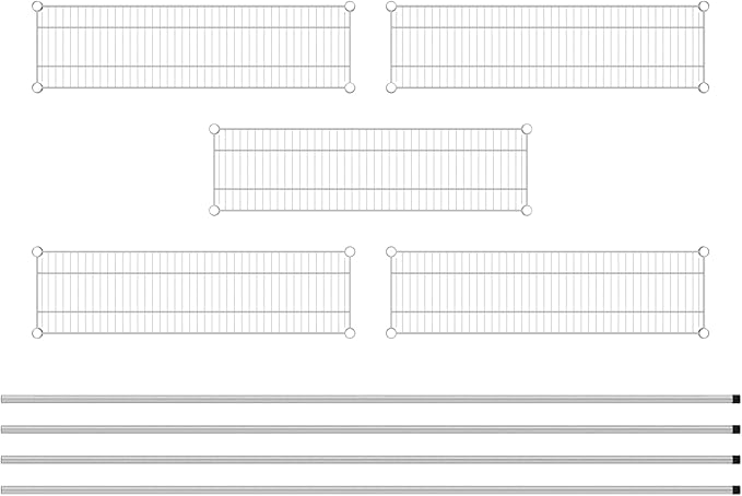 Commercial NSF Listed Chrome Stationary Wire Shelving Kit 12" x 42" x 96", with 5 Shelves Perfect for Warehouse, Walk-in Refrigerator, Freezer, Grocery Store, Restaurant, Dishroom