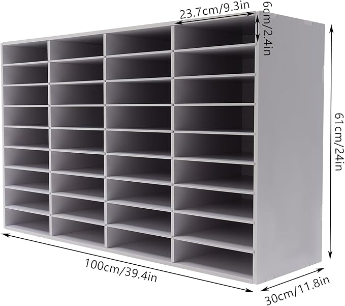 36 Compartment File Organizer - Document Storage Cabinet with Detachable Partitions, Anti-Slip Pads, for Office Home School