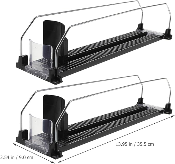 Happyyami 2Pcs Automatic Replenishment Pusher for Refrigerator Drinks Beverage Organizer with Smooth Glide for Home Supermarkets and Convenience Stores