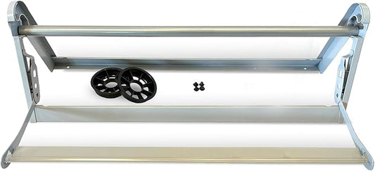 30" Wide Roll Paper Dispenser with Cutter for Desktop – Roll Dispenser with Serrated Cutter – Fits Craft, Freezer, Wrapping, Butcher Paper Roll or Cling Film – Heavy-Duty, Grey