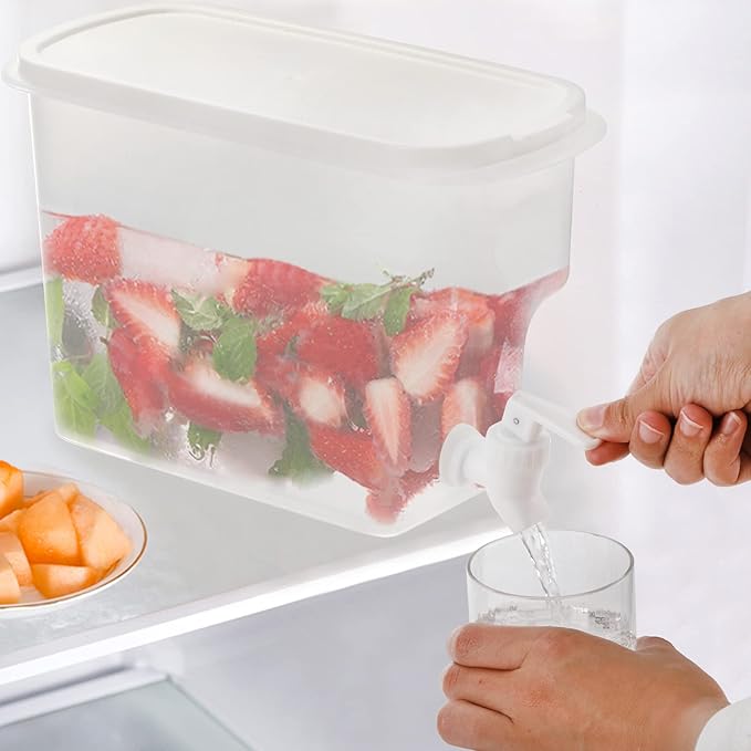 Jucoan 2 Pack 0.9 Gallon Fridge Beverage Drink Dispenser with Leak-proof Spigot, Plastic Cold Drink Juice Beverage Dispenser Jug for Party Drink, Juice, Iced Tea, Lemonade, Cold Brew