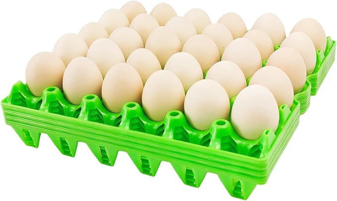 George Garden 4-Pack Plastic Egg Tray Egg Crates, 30-Egg Flats, Stackable, Durable, Reusable, Green