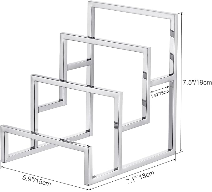 uxcell Clutch Purse Display Stand 3 Layer Wallet Display Rack Metal Clutch Holder Riser for Home Retail Store Supplies - Silver